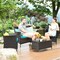 Costway 4PCS Rattan Patio Furniture Set Cushioned Sofa Chair Coffee Table